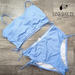 CharmLeaks High Waist Ribbed Crop Drawstring Bikini Swimsuit Size XL